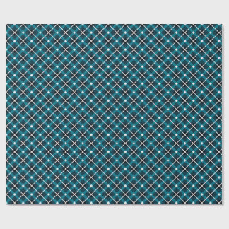 Teal & Navy Geometric Grid Pattern Wrapping Paper