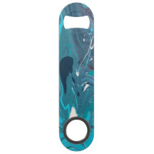 Teal Navy White Stainless Steel Bottle Opener