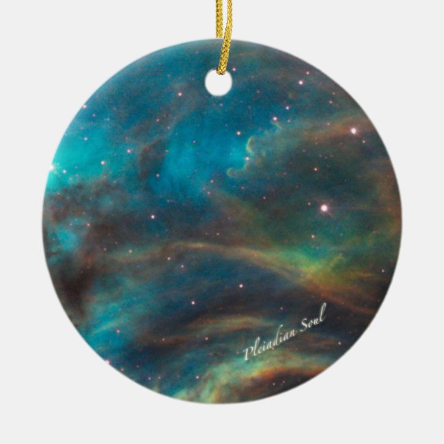 Teal Nebula Round Ornament #1 (Front)
