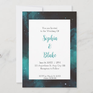 Teal Nebula Starlight Wedding Invitation