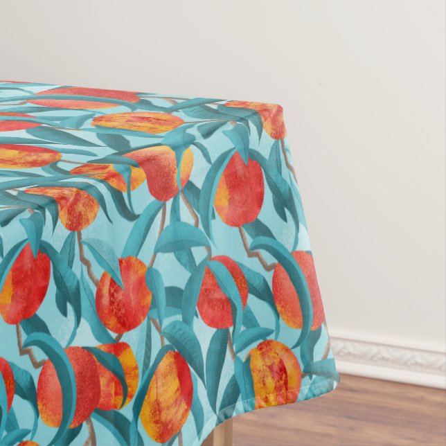 Teal Nectarines Tablecloth (In Situ)
