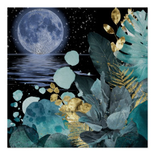 Teal Night Elegance Collection Poster