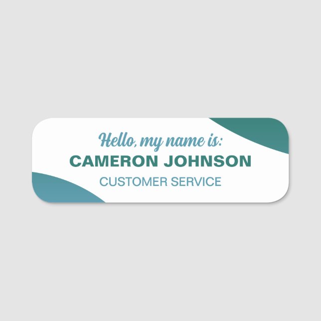 Teal No Logo Employee Name & Title Tag (Front)