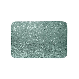 Teal Ocean Blue Aqua Glitter Sequin Luxury Bath Mat
