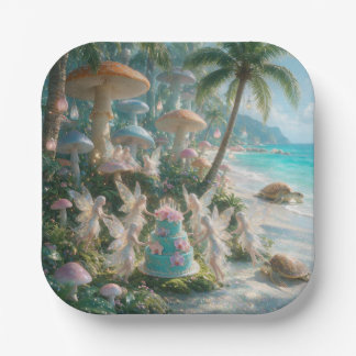 Teal Ocean Fairy Birthday Paper Plates