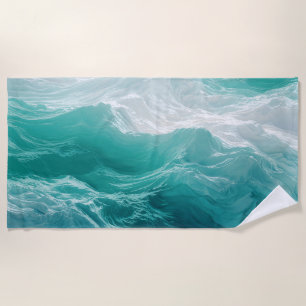 Teal Ocean Waves Abstract Dream  Beach Towel