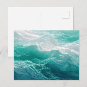 Teal Ocean Waves Abstract Dream Postcard