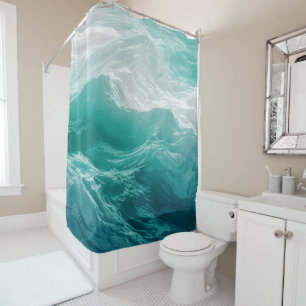Teal Ocean Waves Abstract Dream  Shower Curtain