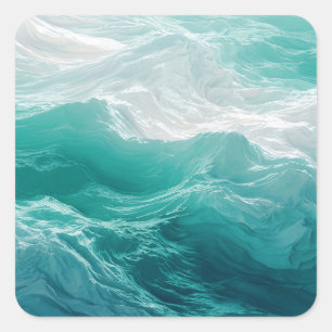 Teal Ocean Waves Abstract Dream  Square Sticker