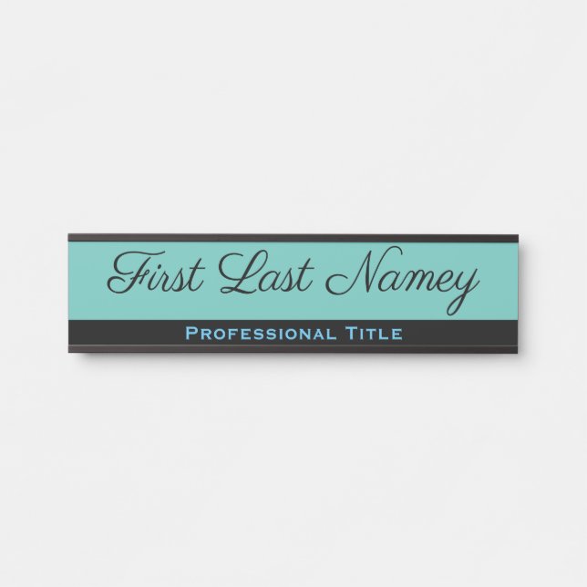 Teal Office Door Sign Elegant Name Plate (Front)