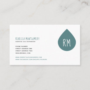 Teal Oil Drop Initials Pattern Essential Oils Business Card