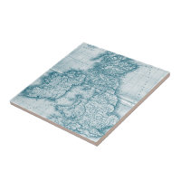 Teal Old World Antique Map Tile and Trivet