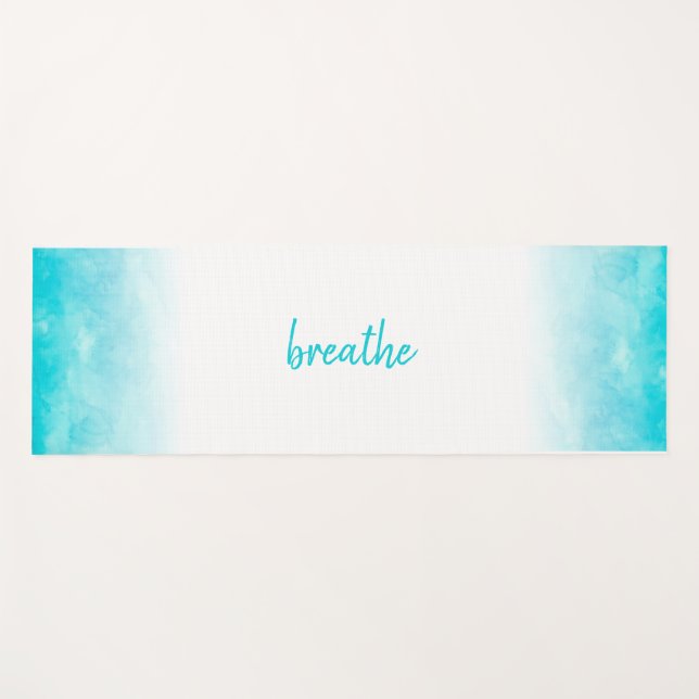 Teal Ombre Breathe Yoga Mat (Front (Horizontal))