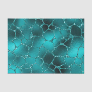 Teal Ombre Glam Glitter Giraffe Spots Pattern Tissue Paper