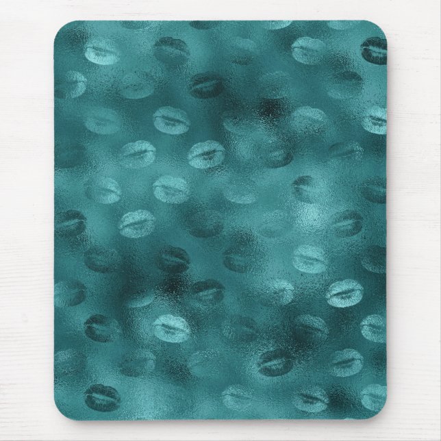 Teal Ombre Glam Glitter Lips Pattern Mouse Pad (Front)