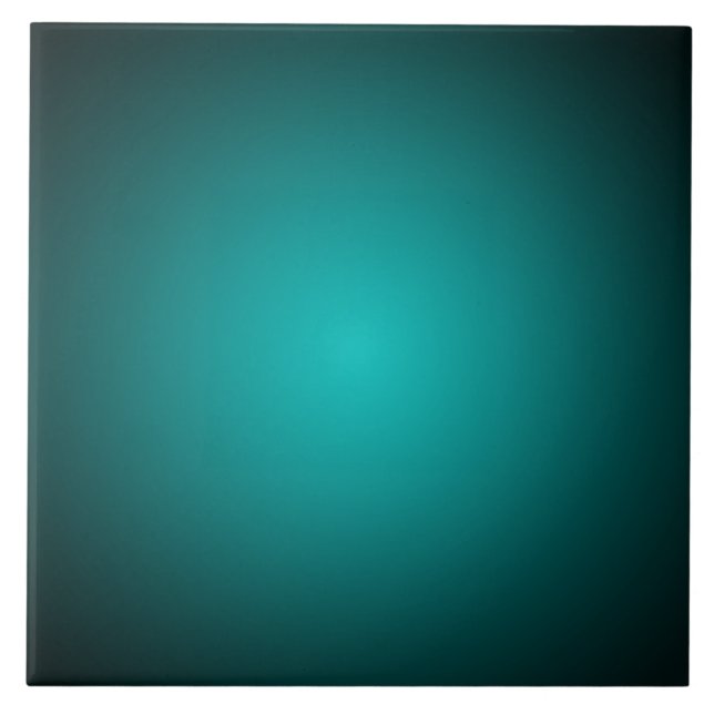 Teal Ombre Green Gradient Modern Minimalist Tile (Front)