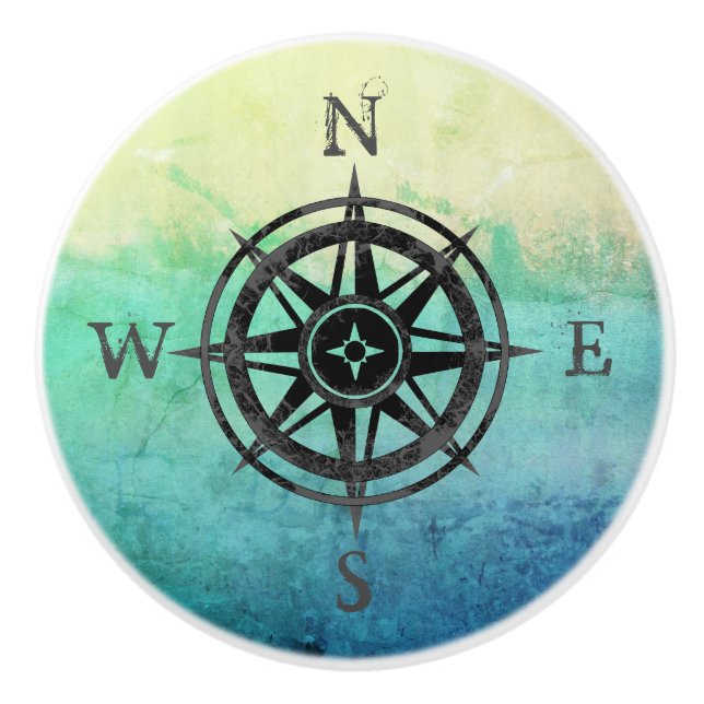 Teal Ombre Sea Ceramic Knob (Front)