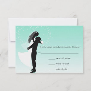 Teal Ombre Silhouette RSVP Response Card