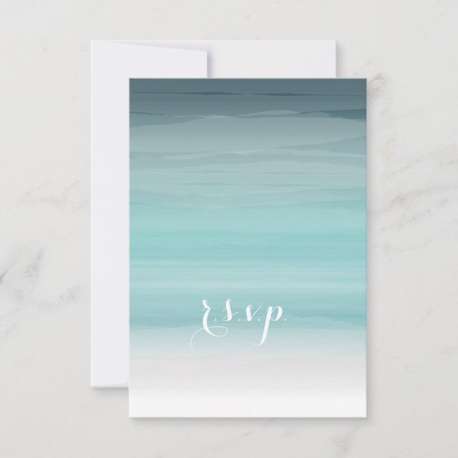 Teal Ombré Wedding RSVP Card (Front)