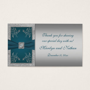 Teal on Pewter Wedding Favour Tag