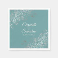 Teal or Turquoise Silver Frills Elegant Wedding