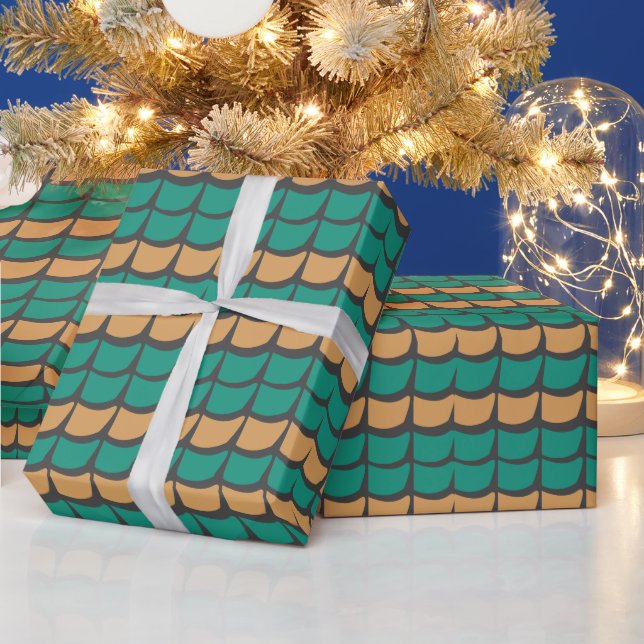 Teal Orange Abstract  Wrapping Paper (Holidays)