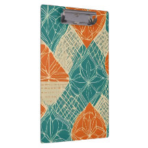 Teal, Orange, and Tan Abstract Flowers