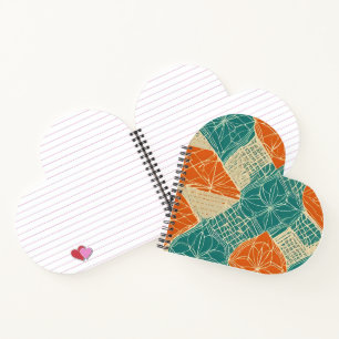 Teal, Orange, and Tan Abstract Flowers Notebook