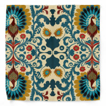 Teal, orange and yellow floral pattern 