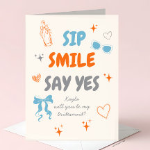 Teal + Orange Doodle Bridesmaid Proposal