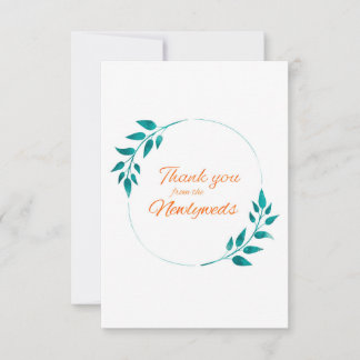 Teal & Orange Floral Thank You Card