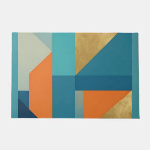 Teal Orange Gold Geometric Abstract Doormat
