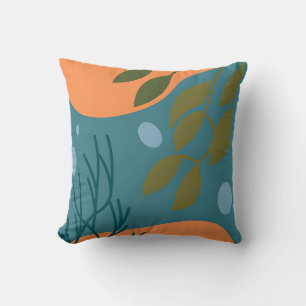Teal Orange Mid Century Nature Cushion