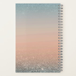 Teal & Orange Notebook with Blue Glitter