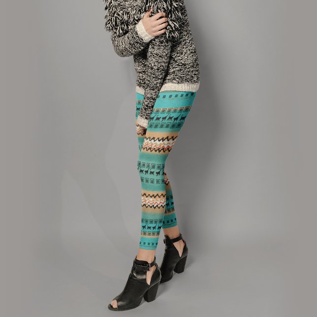 Teal Orange pattern  Leggings (Creator Uploaded)