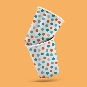 Teal Orange Polka Dot Paper Cups