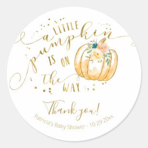 Teal Orange Pumpkin Fall Baby Shower Thank You Classic Round Sticker