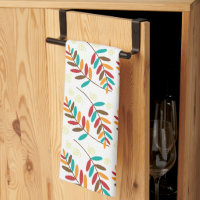 Teal, Orange, Red, Brown Fall Leaf Pattern