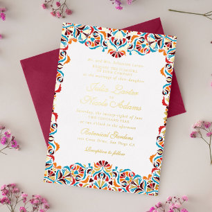 Teal Orange Whimsical Floral Mandala Wedding