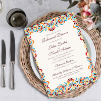 Teal Orange Whimsical Floral Rehearsal Dinner