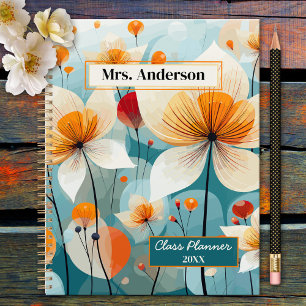 Teal Orange Wildflowers Teacher  Planner