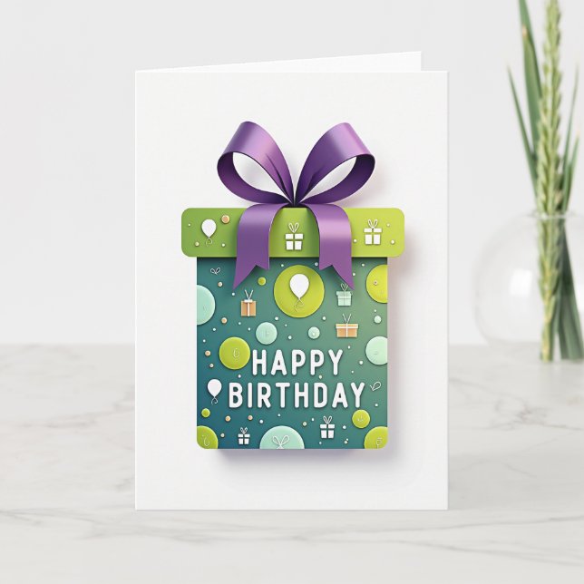 Teal Package Birthday Card (Front)
