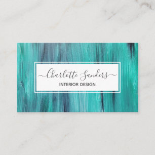 Teal paint and white business card