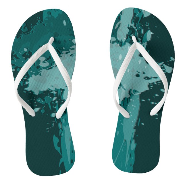 Teal Paint Splatter - Wedding Party Supply - Jandals (Footbed)