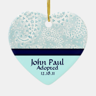 Teal Paisley Adoption Announcement Ornament