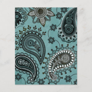 Teal paisley scrapbook background paper