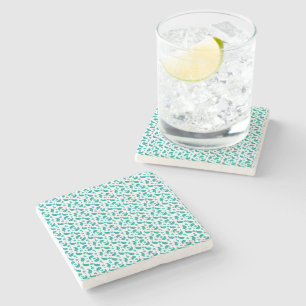 Teal Paisley Seamless Pattern Elegant Floral Boho Stone Coaster