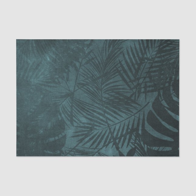 Teal Palm Leaves Tissue Paper (Front)