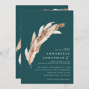 Teal pampas grass botanical elegant wedding