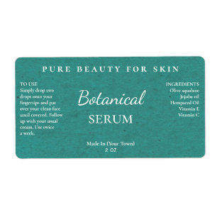Teal Paper Texture Botanical Serum Labels
